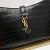 YSL LE 5 A 7 IN CROCODILE-EMBOSSED SHINY LEATHER SHOULDER BAG