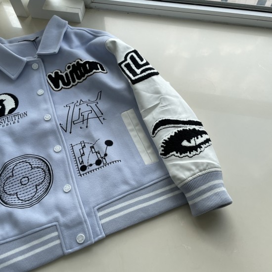 LV Paris Embroidery Varsity Jacket