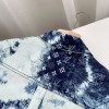 LV all over print short sleeve denim shirt