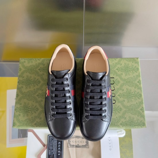 GUCCI ACE Sneaker Black Leather With Bee