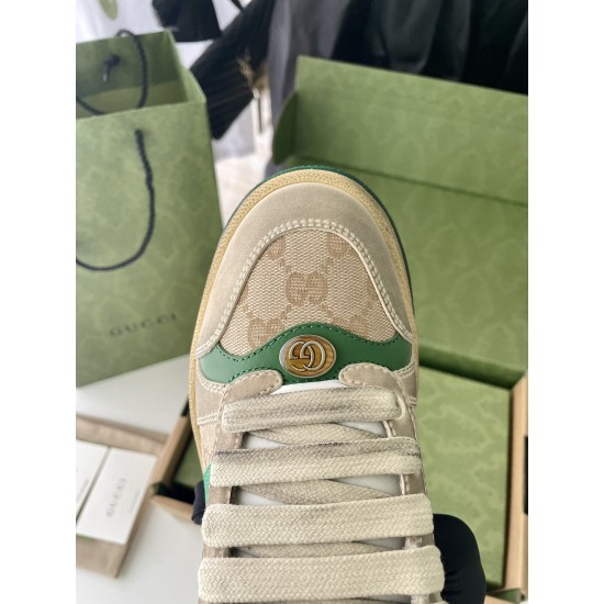 GUCCI Butter Leather Women's Green Heel Screener Sneaker