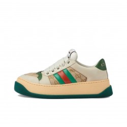 GUCCI Screener sneaker with Web in beige leather