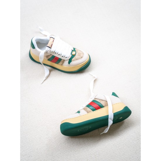 GUCCI Screener sneaker with Web in beige leather