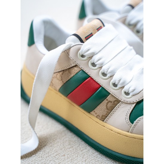 GUCCI Screener sneaker with Web in beige leather