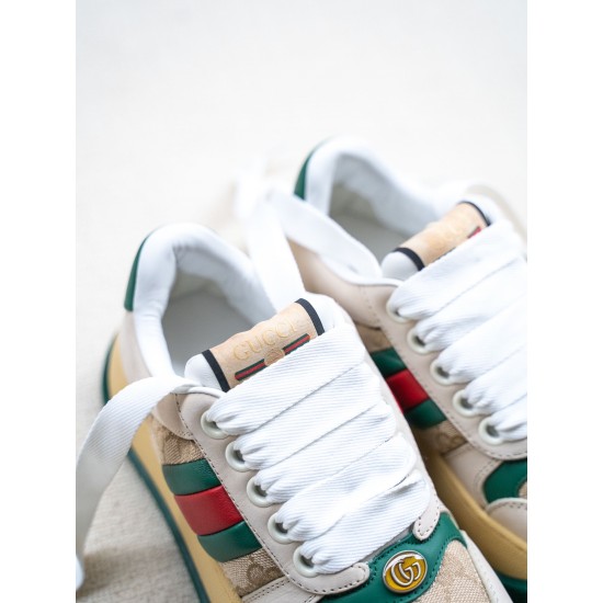 GUCCI Screener sneaker with Web in beige leather