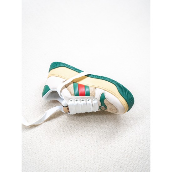 GUCCI Screener sneaker with Web in beige leather